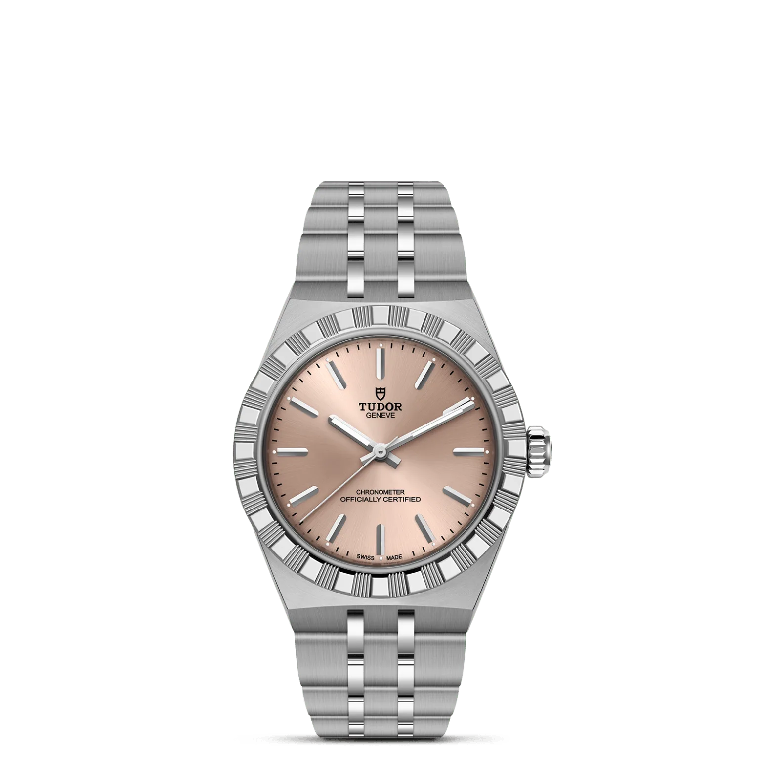 TUDOR Royal, con Dial Salmon dial, applied stick hour markersy Bisel Stainless steel bezel