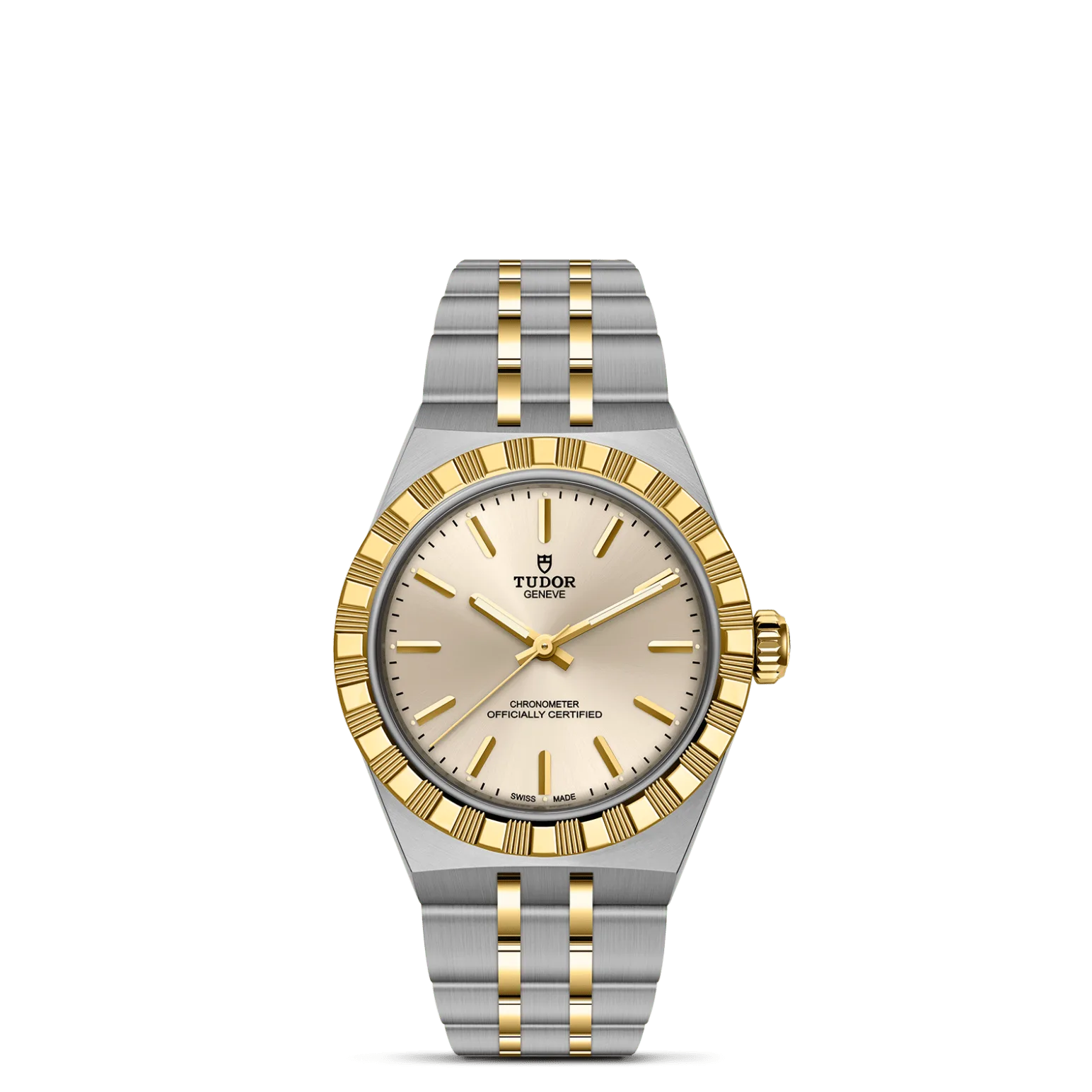 TUDOR Royal, con Dial Ivory dial, applied stick hour markersy Bisel Fixed bezel in solid yellow gold