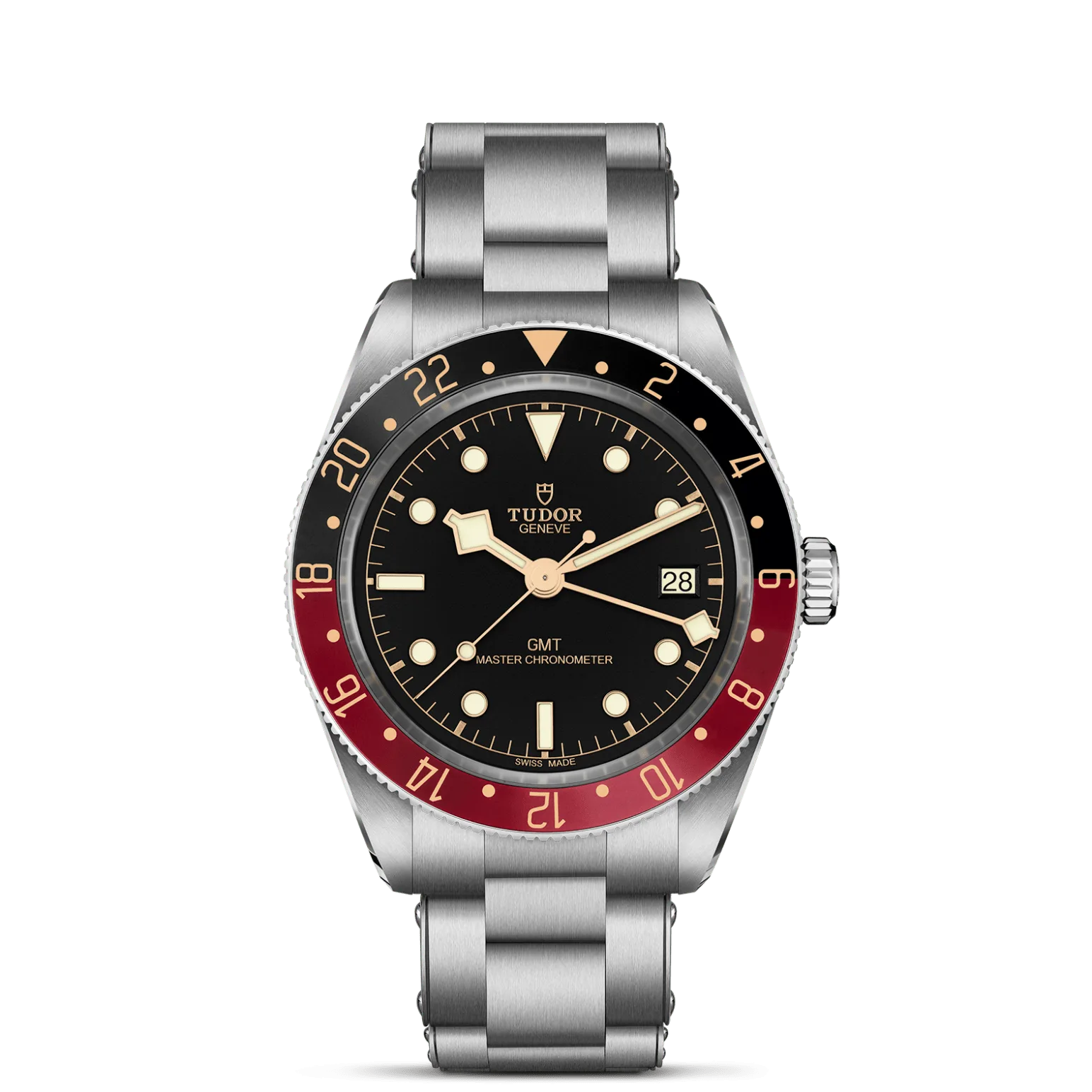 Black Bay 58 GMT, con Dial Black, domed, with gilt applied hour markersy Bisel 24-hour bidirectional rotatable bezel in stainless steel with black and burgundy anodised aluminium insert