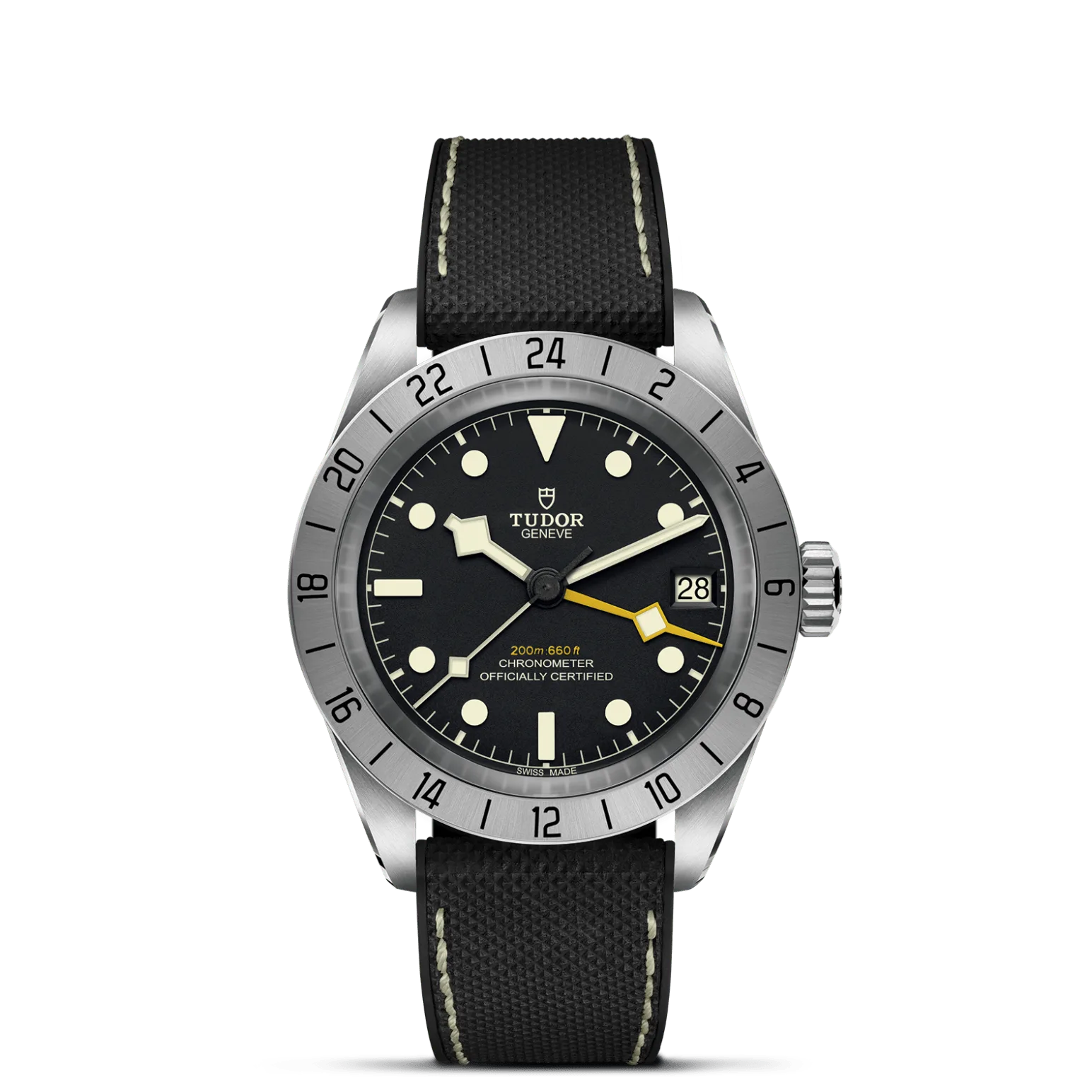 Black Bay Pro, con Dial Black, domedy Bisel 24-hour graduated fixed bezel in satin-brushed steel