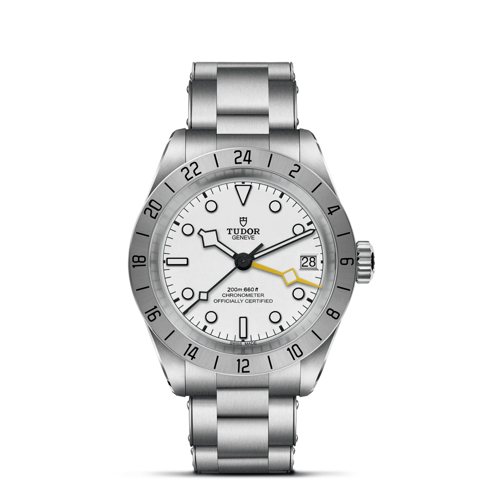 Black Bay Pro, con Dial Opaline, domedy Bisel 24-hour graduated fixed bezel in satin-brushed steel
