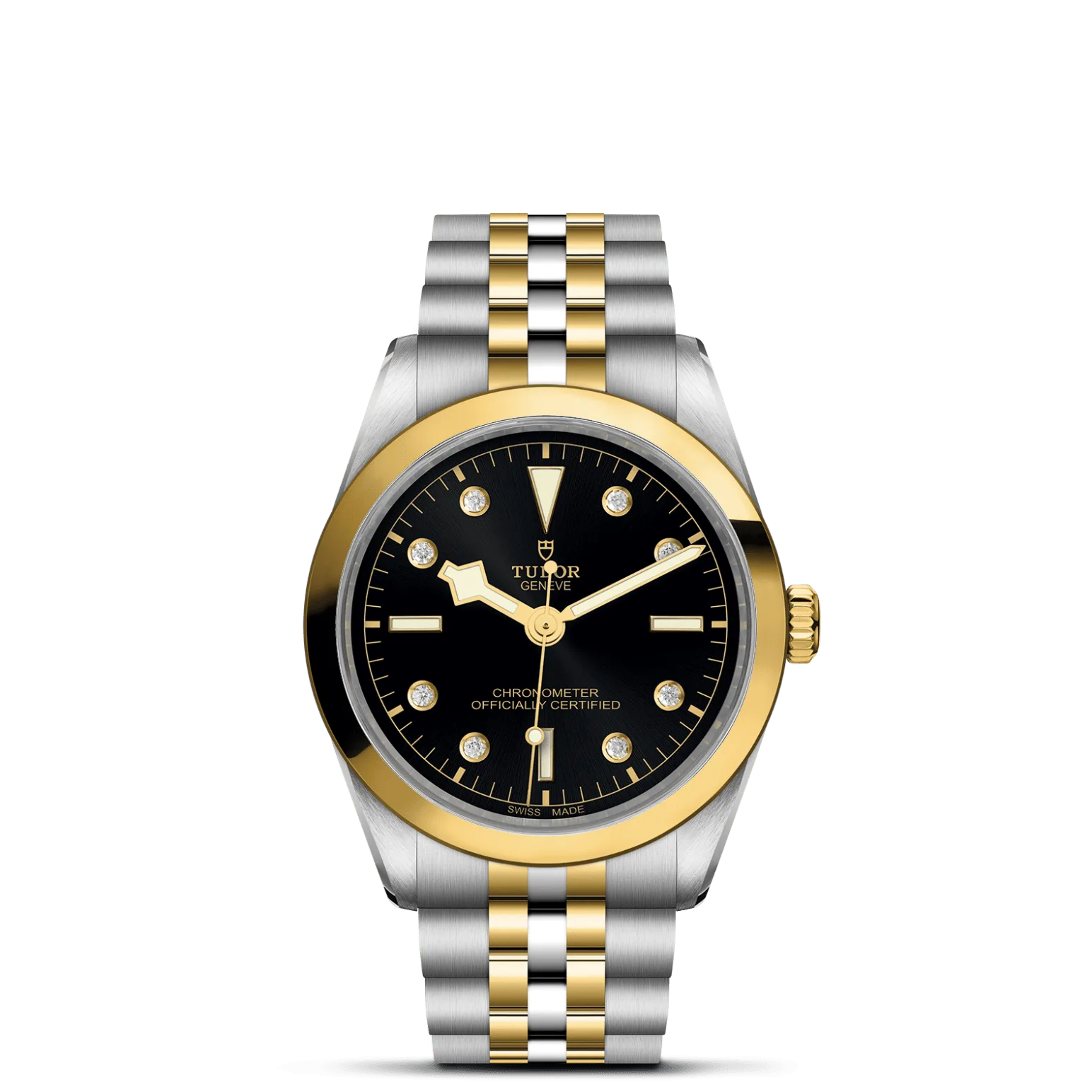Black Bay One 36 S&G, con Dial Black with diamond hour markersy Bisel Fixed bezel in steel covered by a 0.3mm yellow gold cap