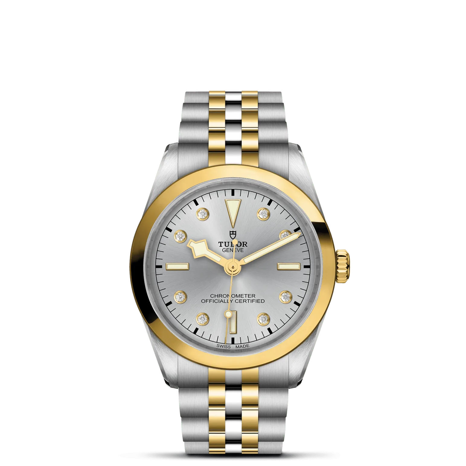 Black Bay One 36 S&G, con Dial Silver with diamond hour markersy Bisel Fixed bezel in steel covered by a 0.3mm yellow gold cap