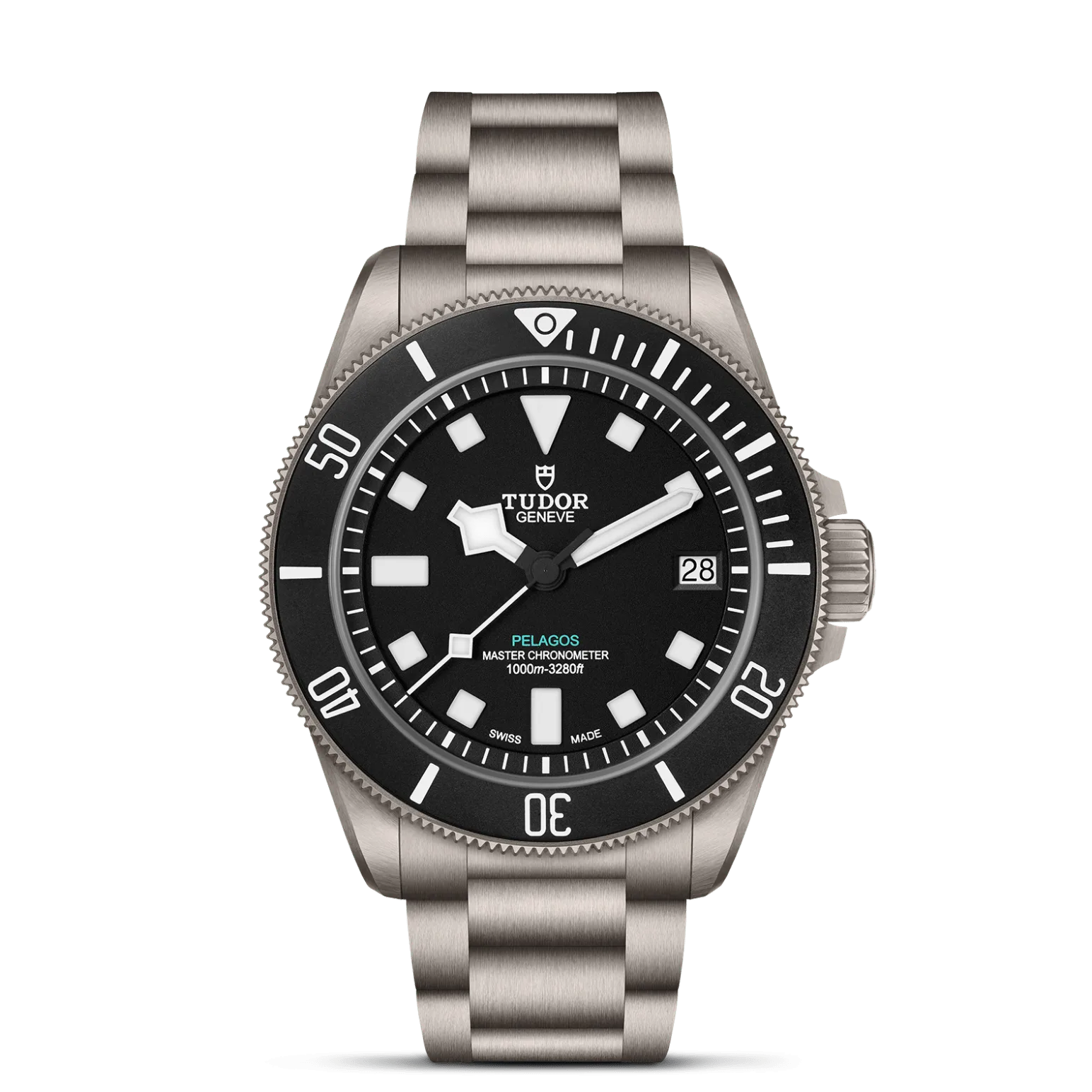Pelagos Ultra, con Dial Esfera negro mate con realce de chorro de arenay Bisel Bisel giratorio unidireccional de titanio con disco de cerámica mate con revestimiento luminiscente