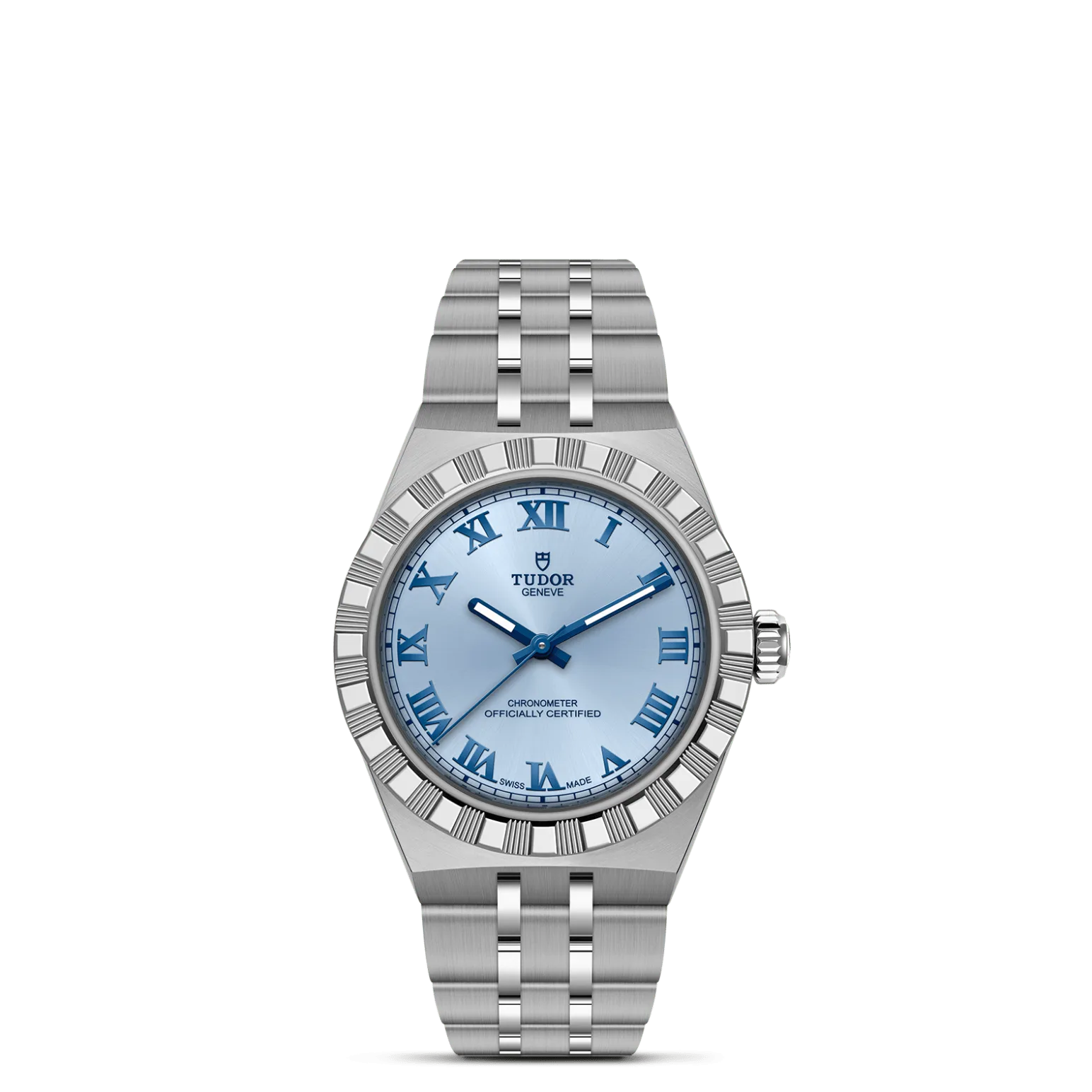 TUDOR Royal, con Dial Esfera celeste, números romanosy Bisel Bisel de acero inoxidable