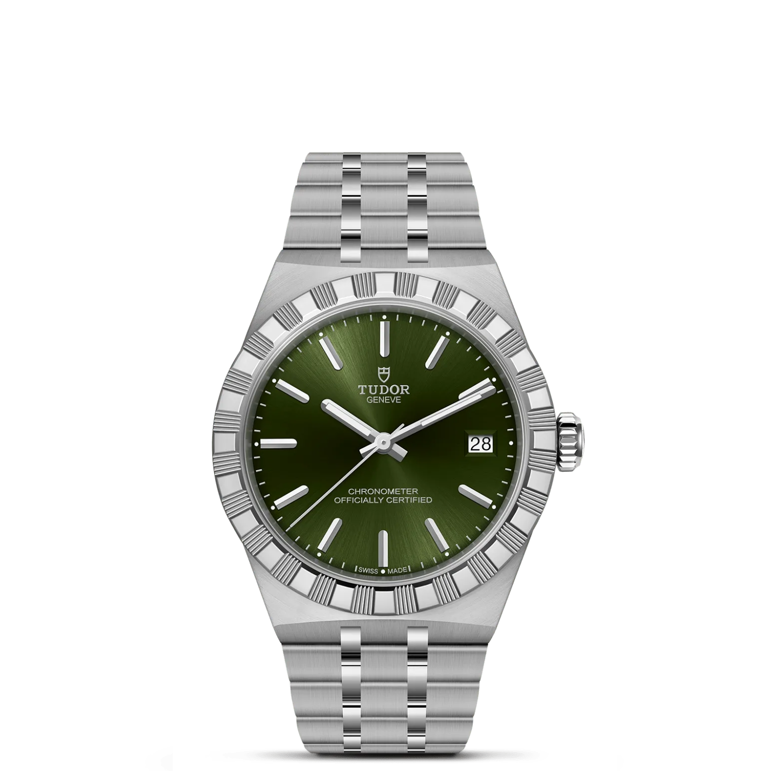 TUDOR Royal, con Dial Esfera verde, marcadores de la hora con apliquesy Bisel Bisel de acero inoxidable