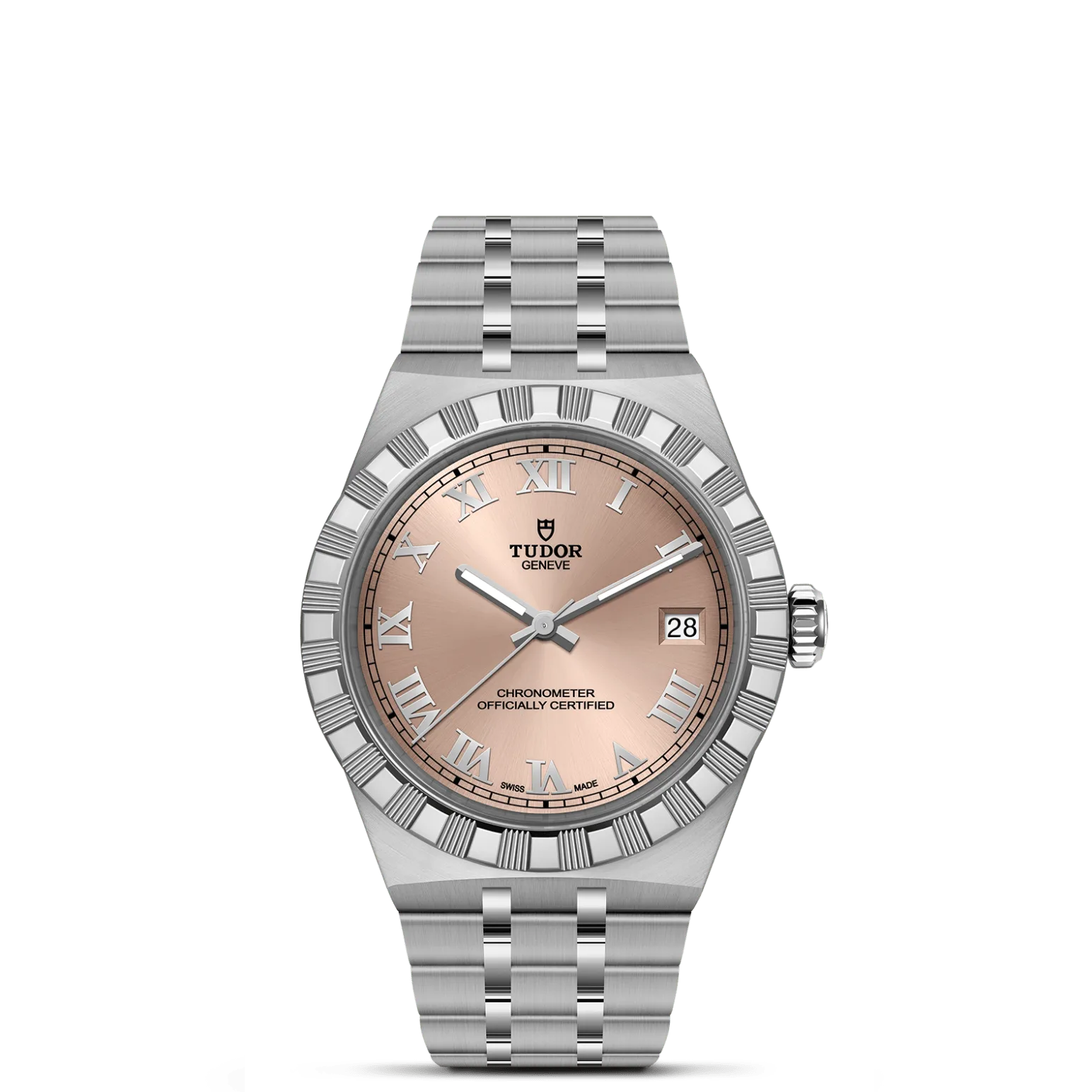 TUDOR Royal, con Dial Esfera salmón, números romanosy Bisel Bisel de acero inoxidable
