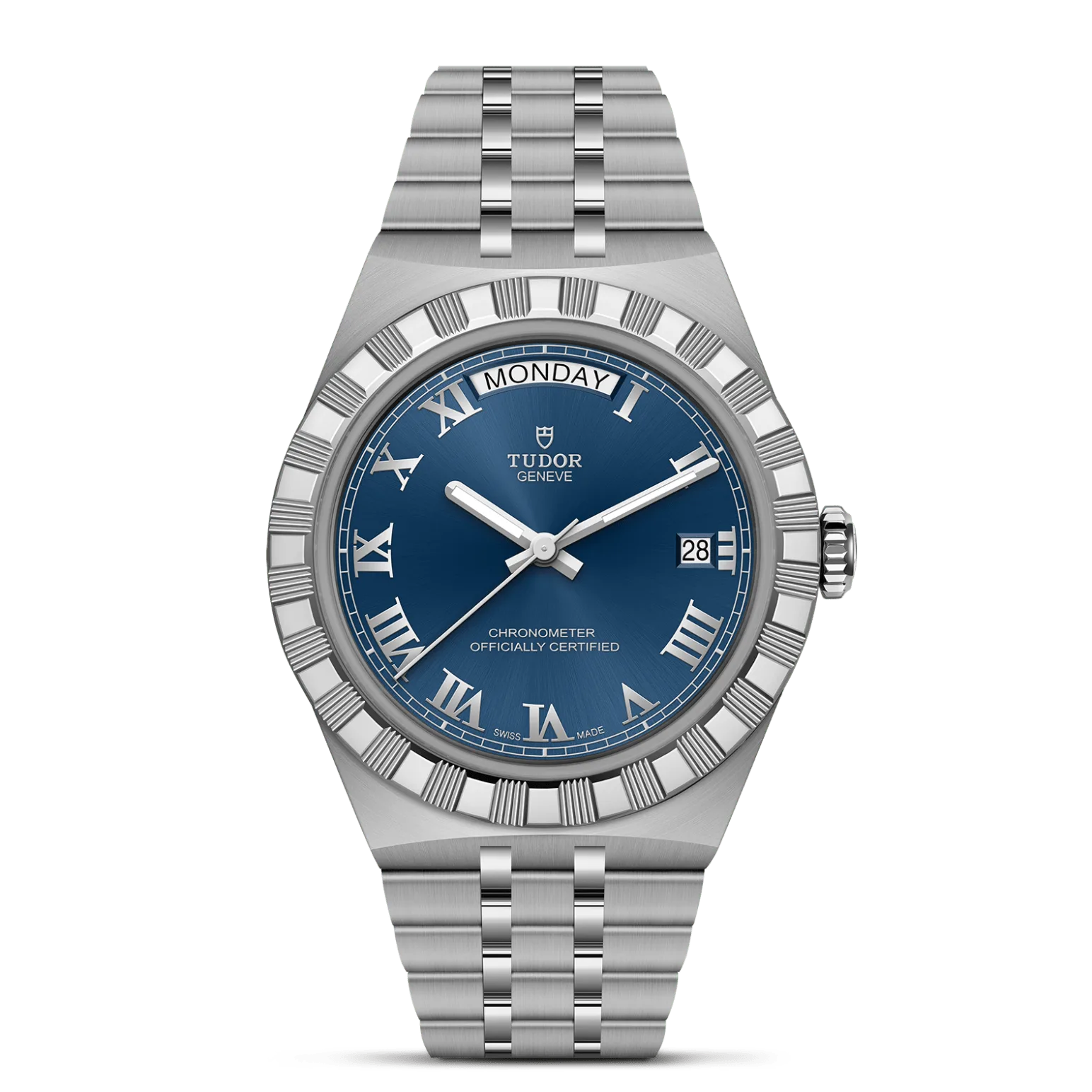TUDOR Royal, con Dial Esfera azul, números romanosy Bisel Bisel de acero inoxidable