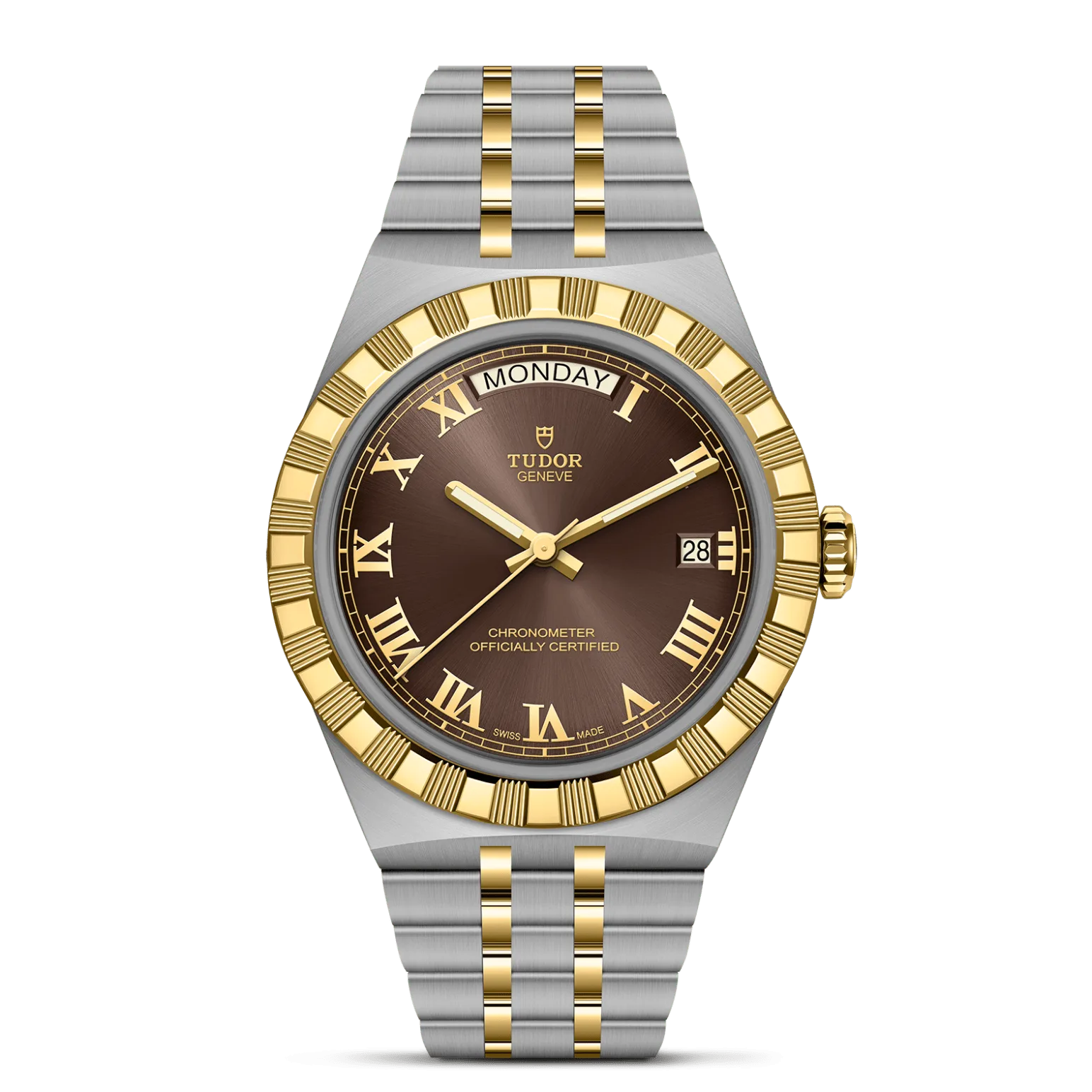 TUDOR Royal, con Dial Esfera marrón, números romanosy Bisel Bisel fijo de oro amarillo macizo