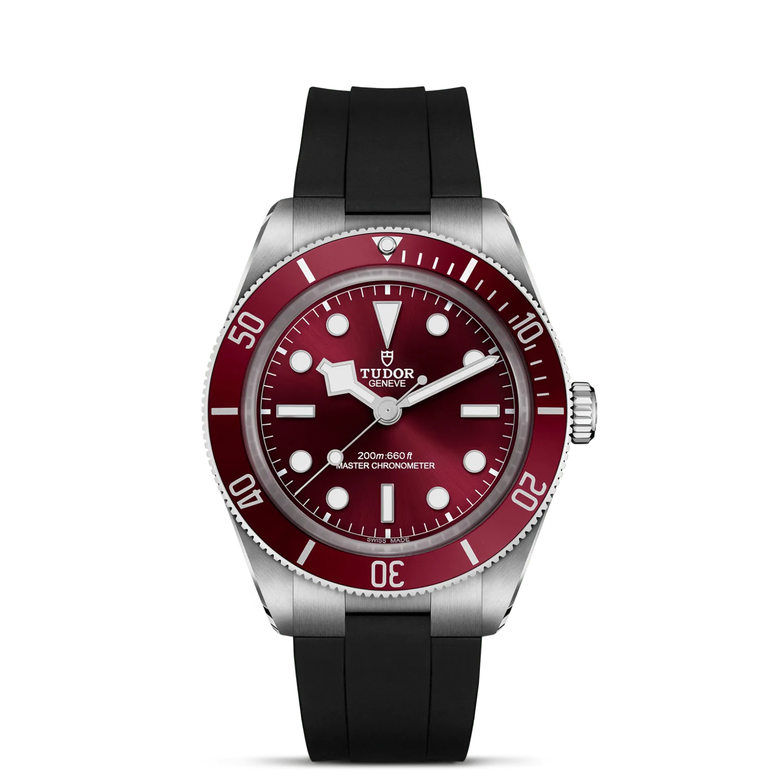Black Bay 58, con Dial Burdeos, abombada, con marcadores de hora con apliquesy Bisel Bisel giratorio unidireccional de acero inoxidable con disco de aluminio anodizado