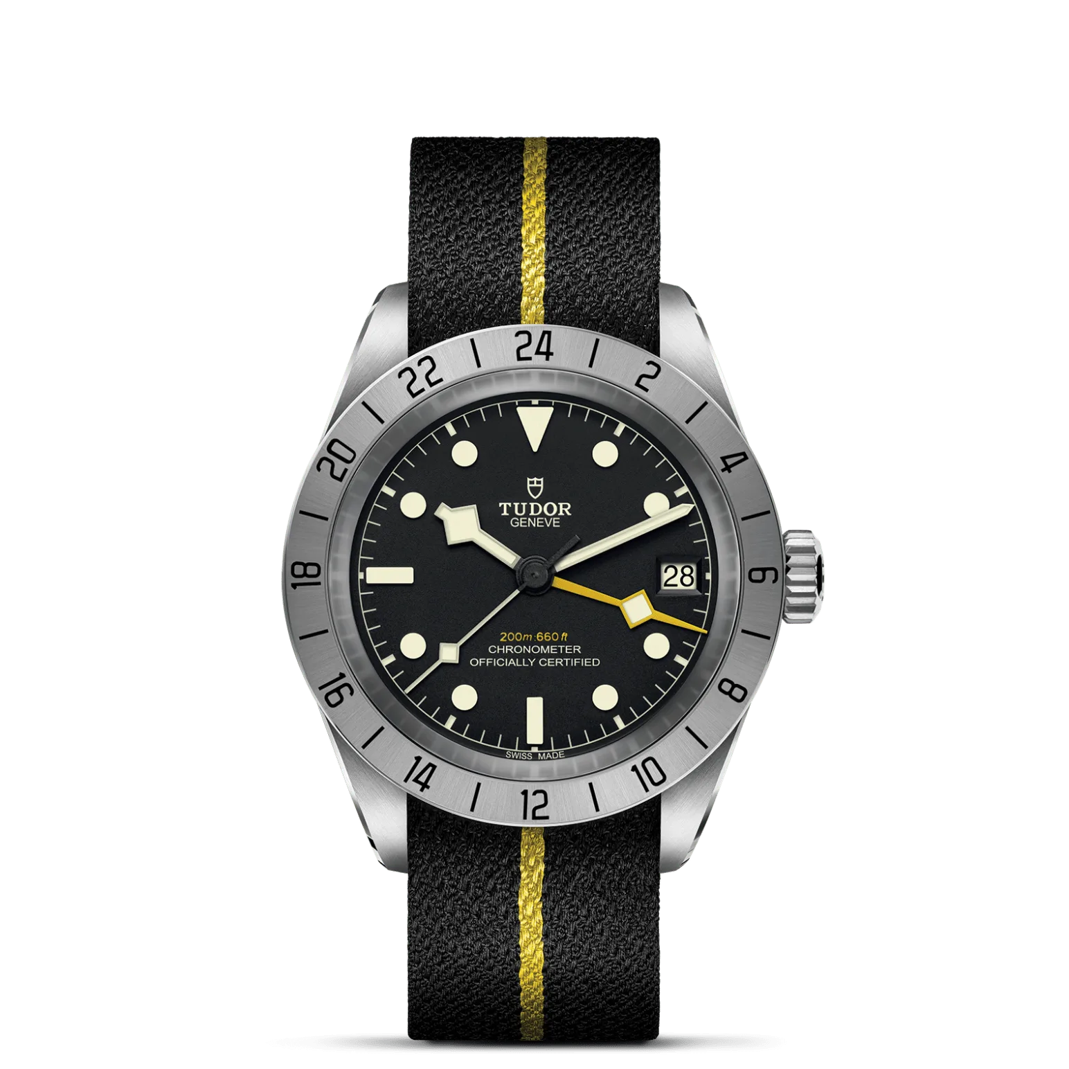 Black Bay Pro, con Dial Negra, abombaday Bisel Bisel fijo graduado 24 horas en acero satinado