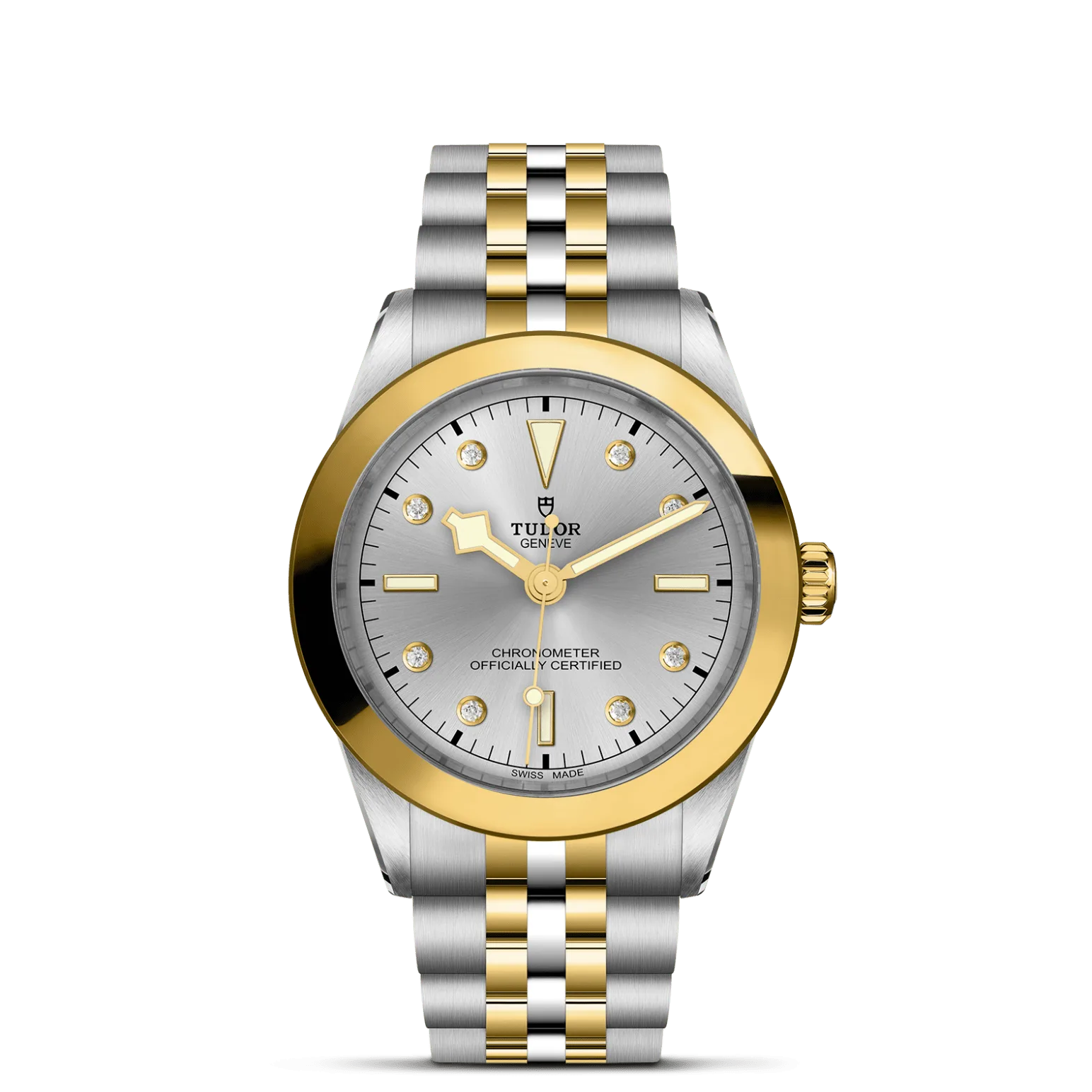 Black Bay One 39 S&G, con Dial Plateada con marcadores de la hora engastadosy Bisel Bisel fijo de acero recubierto de 0,3 mm de oro amarillo
