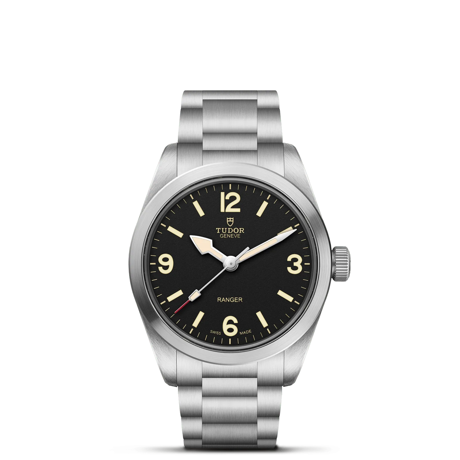 Ranger, con Dial Negra, abombaday Bisel Liso, de acero satinado