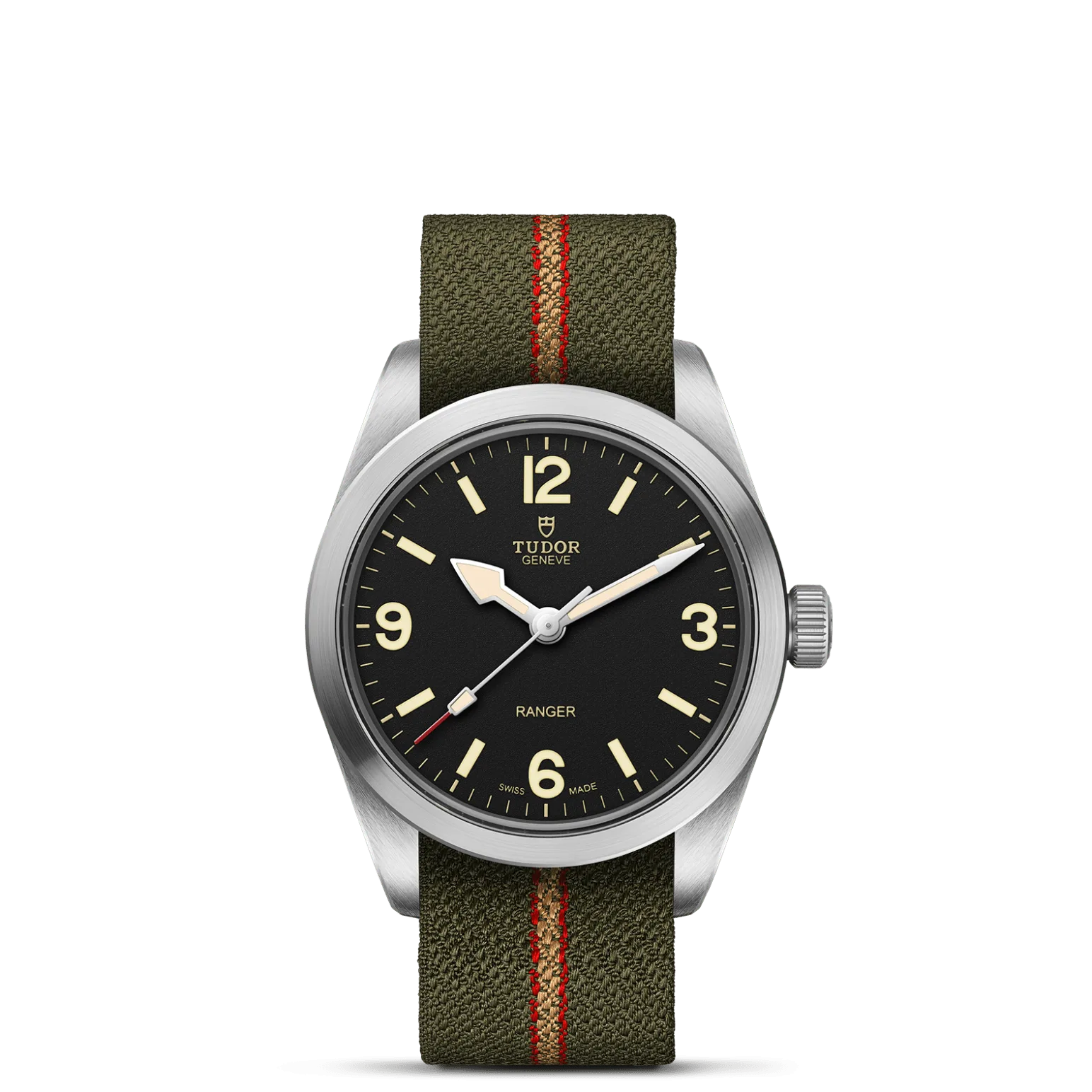 Ranger, con Dial Negra, abombaday Bisel Liso, de acero satinado
