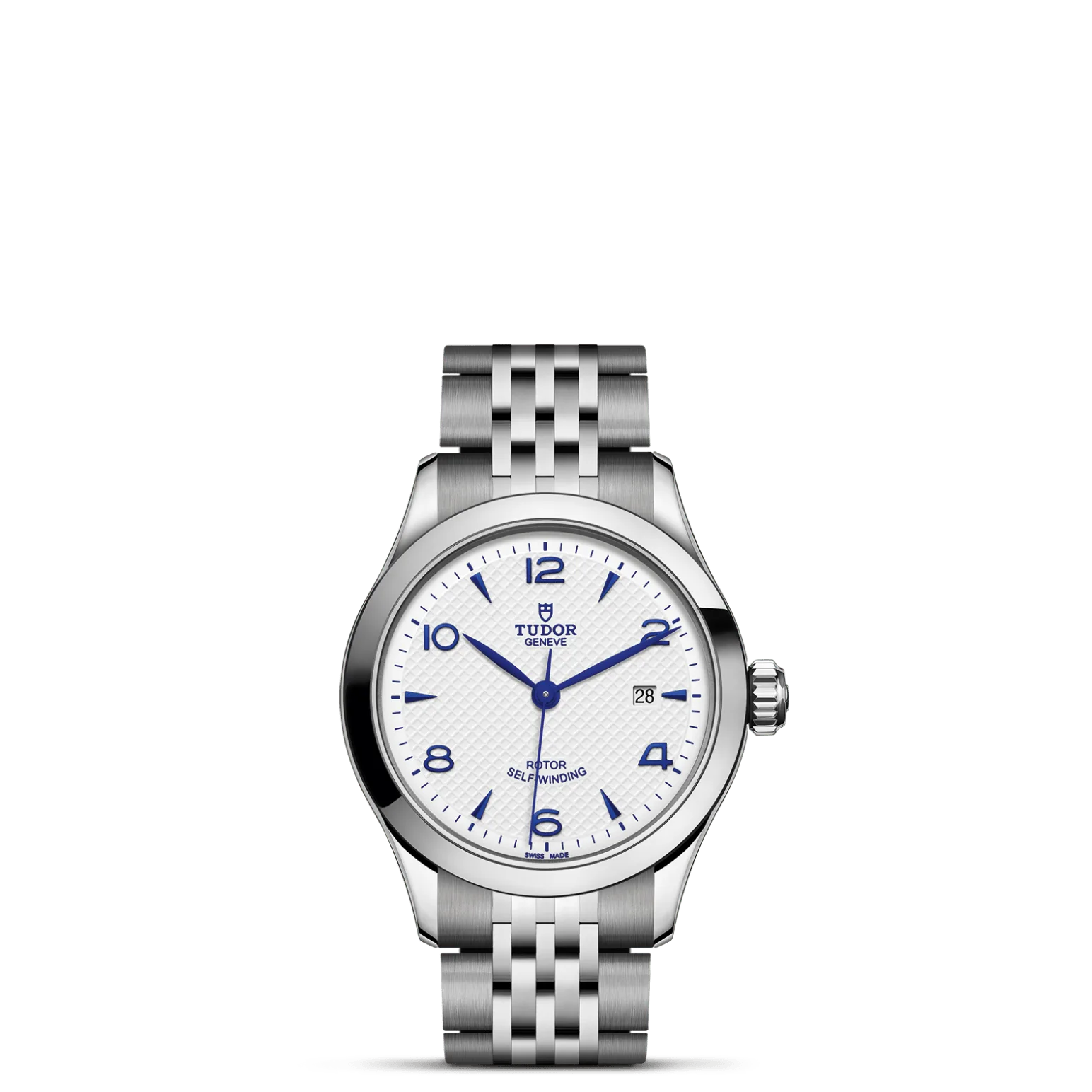 TUDOR 1926, con Dial Opalina, decorada con elementos grabados, abombaday Bisel Bisel liso de acero, acabado pulido