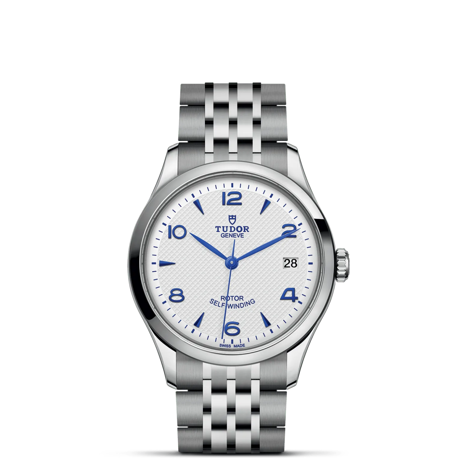 TUDOR 1926, con Dial Opalina, decorada con elementos grabados, abombaday Bisel Bisel liso de acero, acabado pulido